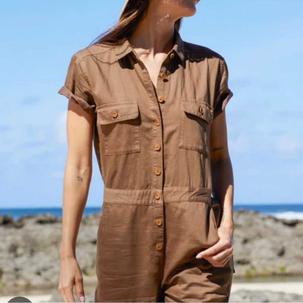 Outerknown Tan Button-Up Jumpsuit - image 2